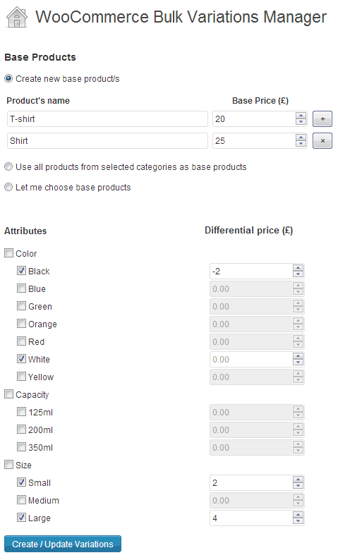 Create New Products and Add Variations To Them