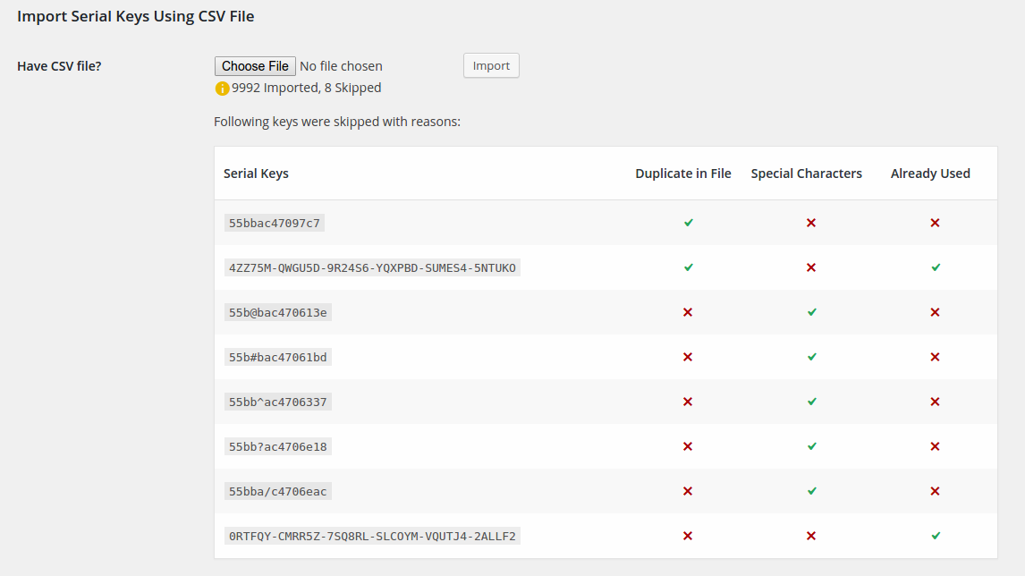 How to Import Serial Keys from CSV file