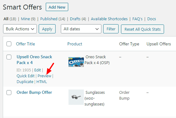 smart offers offer preview via dashboard
