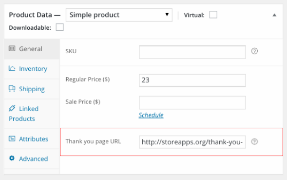 Custom thank you page per product for WooCommerce