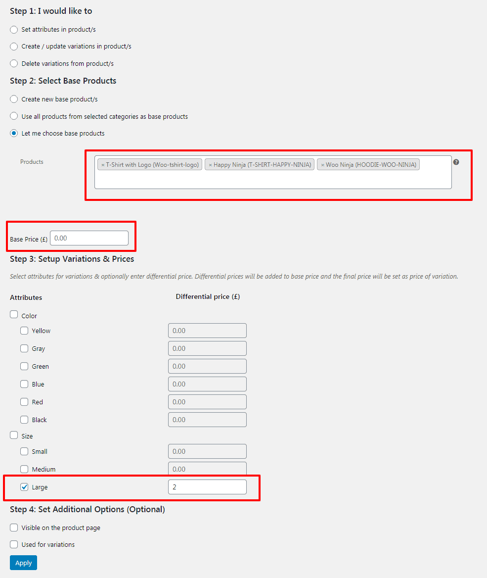 WooCommerce Bulk Variations Manager price update