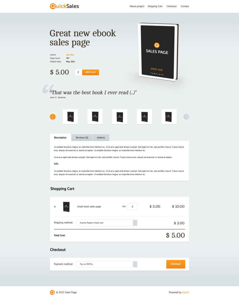 WooCommerce one page shopping example