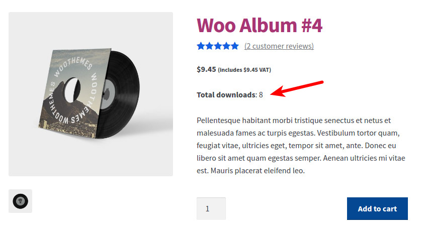 Download count on simple product page in WooCommerce