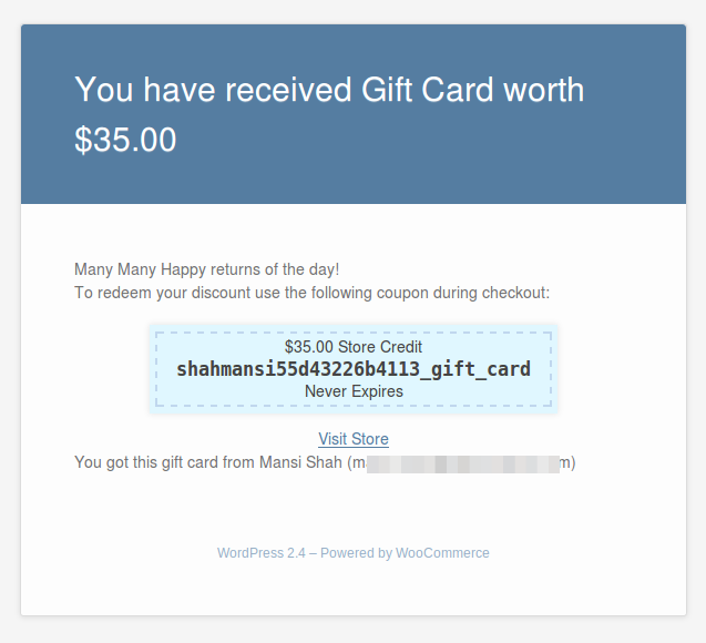 birthday gift card