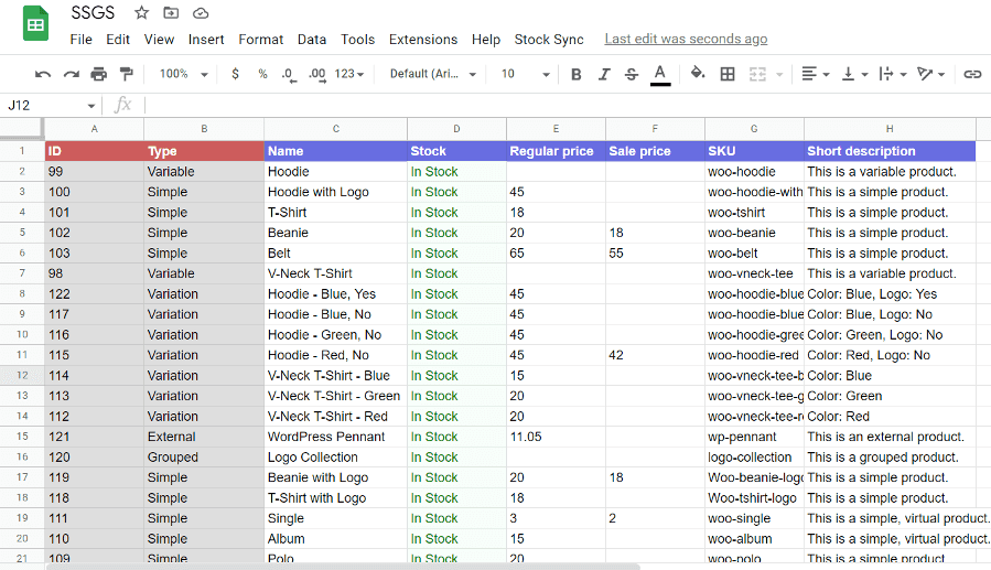 Stock Sync with Google Sheets plugin