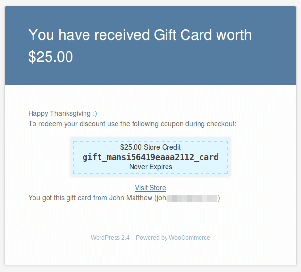 gift card in email