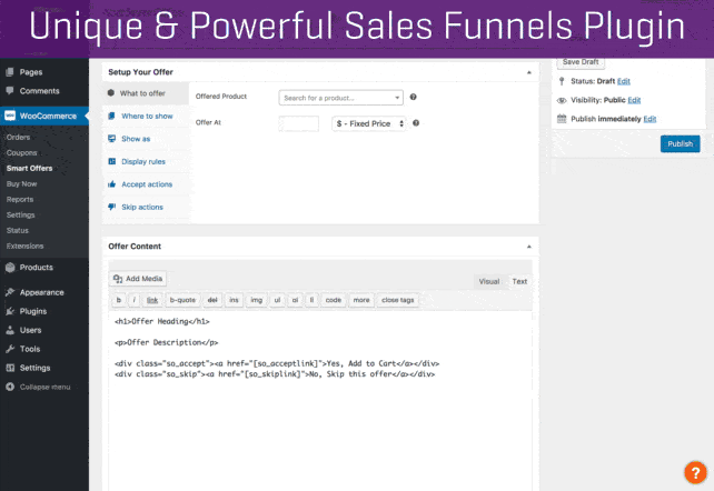 create WooCommerce upsell downsell offers with Smart Offers plugin
