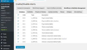 WP Activity Log enable disable alerts