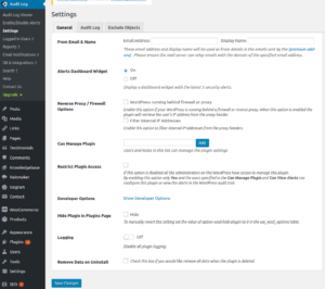 WP Activity Log general settings