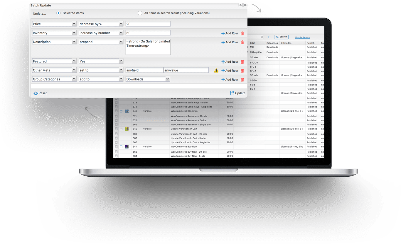 WooCommerce Smart Manager plugin - Batch Update