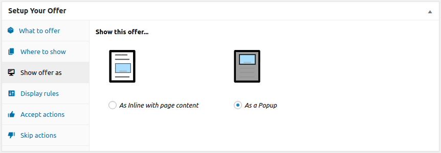Show offer as popup