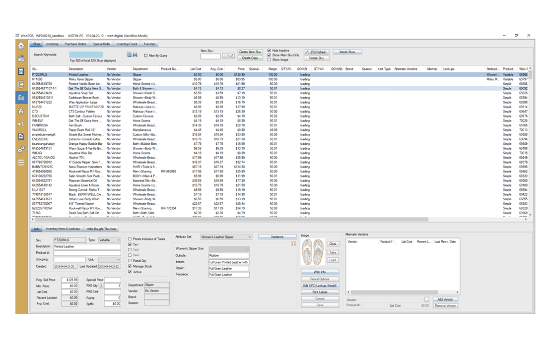 WooPos inventory management dashboard