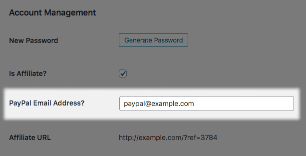 Store-admin can set the PayPal email for the affiliate