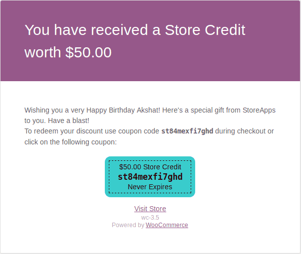Received store credit