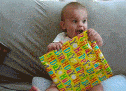 Excitement from getting a gift