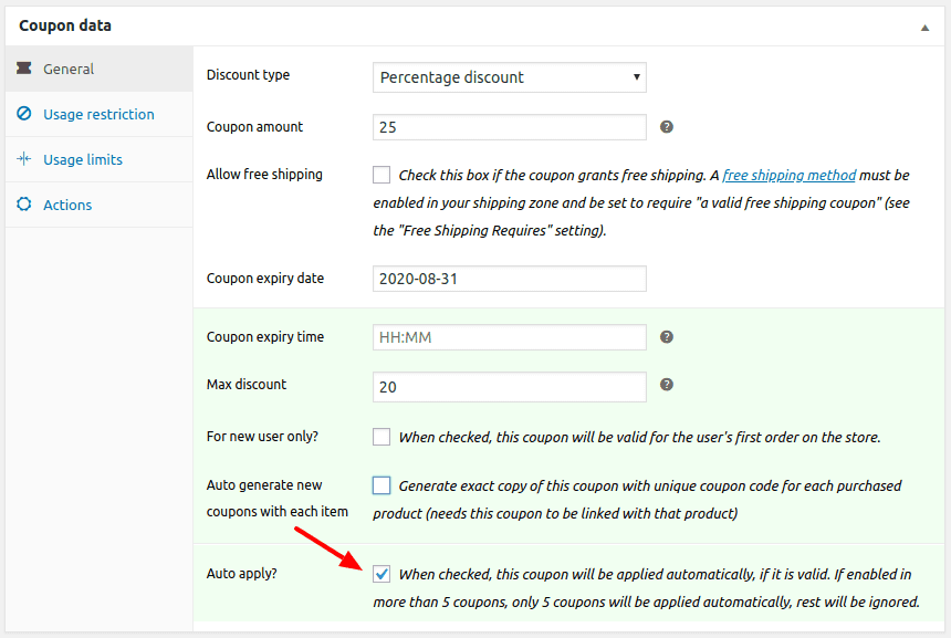 WooCommerce auto apply coupon