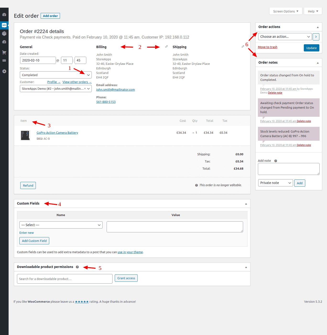 WooCommerce order management