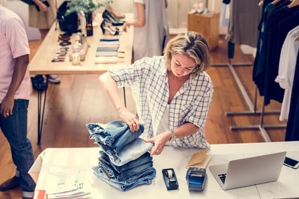 Woman busy working in her store