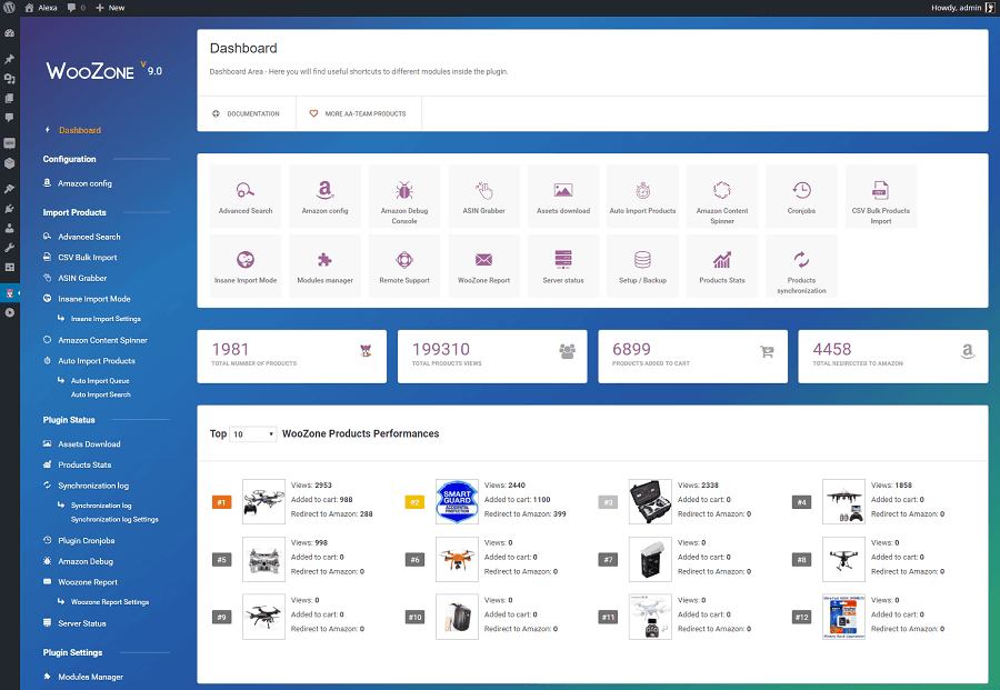 WooCommerce Amazon Affiliates dashboard