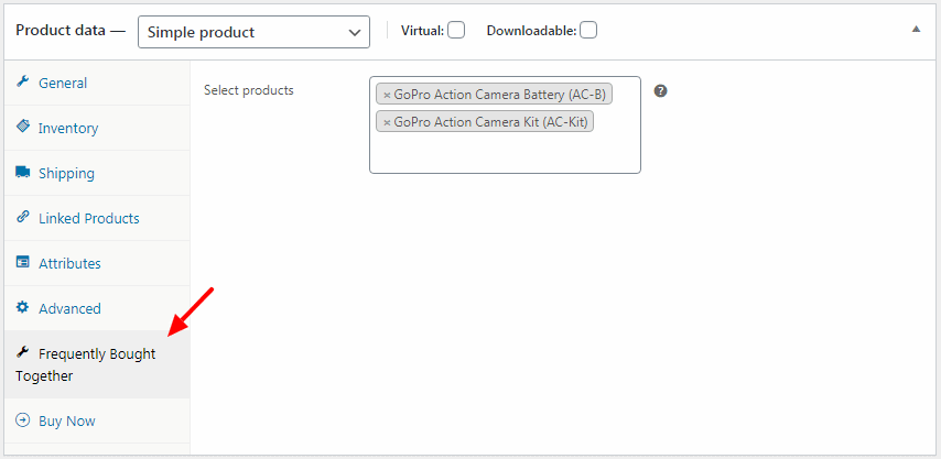 set woocommerce frequently bought together products