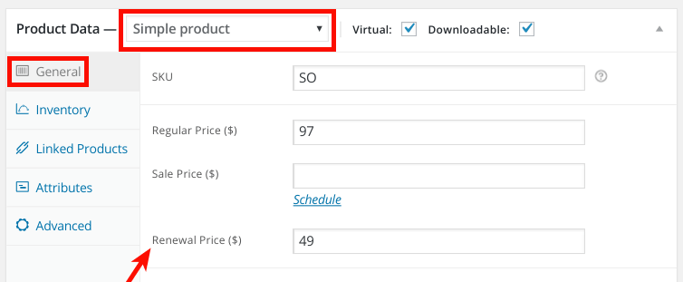 set renewal price for simple product using WooCommerce recurring payments plugin