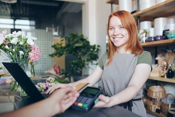 woman collecting money