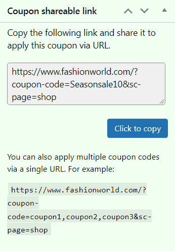 WooCommerce url coupons shareable link
