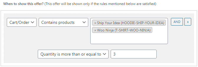 quantity rule more than equal to