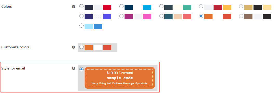 Smart Coupons styles in email