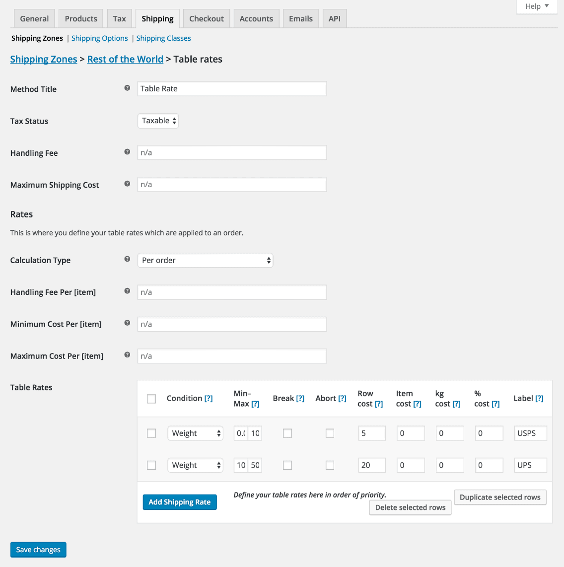 WooCommerce Table Rate Shipping