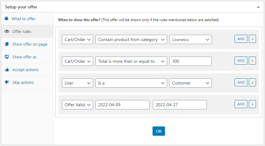 offer rules combination 