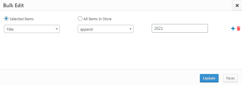 Bulk edit for append in WooCommerce