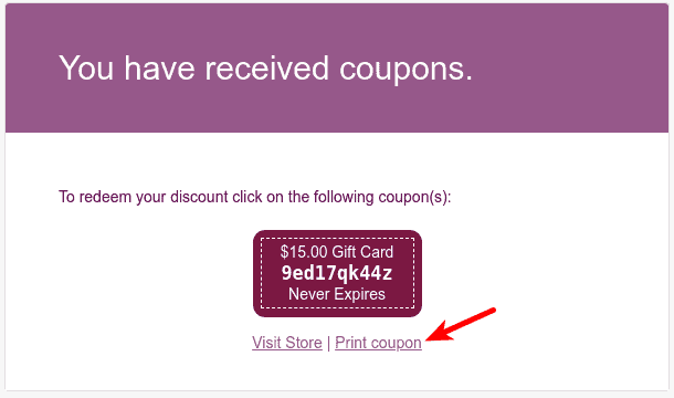 Gift cards via email