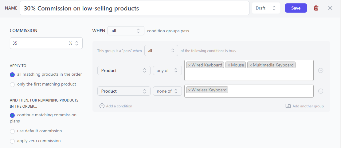 WooCommerce product based affiliate commission