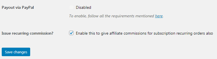 WooCommerce affiliate commission subscriptions