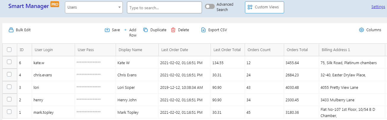 WooCommerce user management using Smart Manager