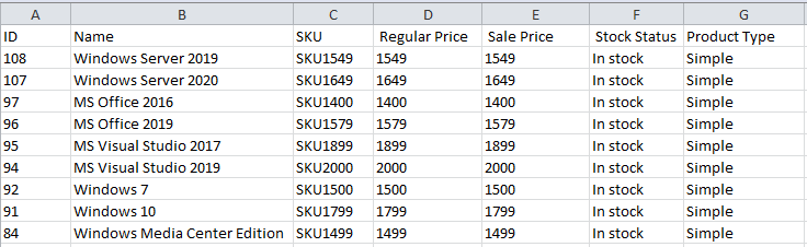 Export products data based on search and column filters