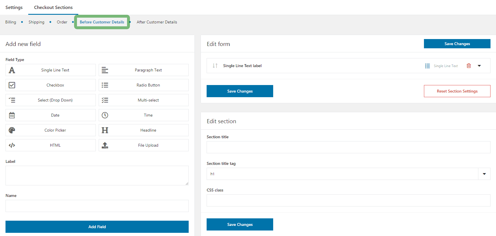 Flexible Checkout Fields plugin