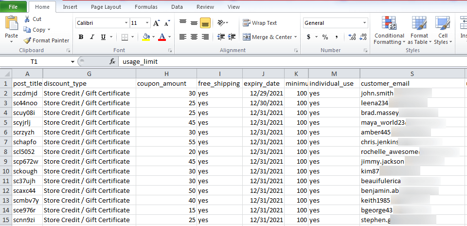 WooCommerce import store credit csv file