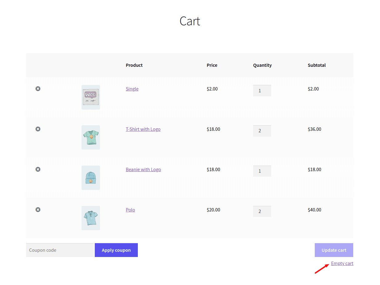 WooCommerce Cashier clear cart