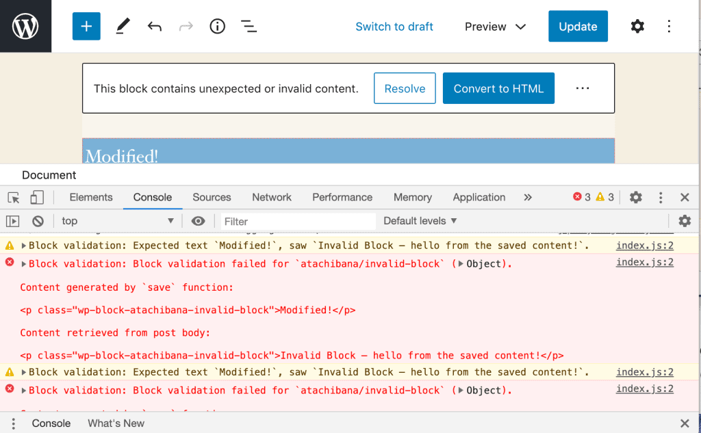 chrome error console