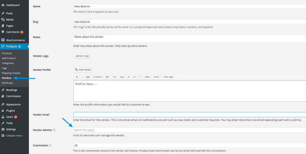 WooCommerce Product Vendors settings
