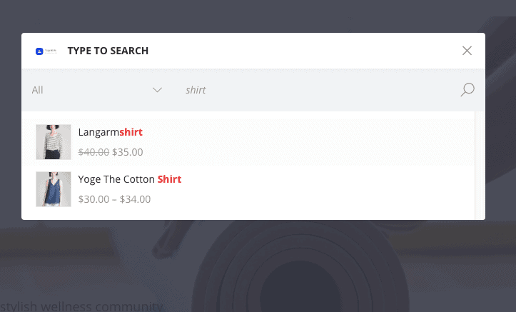 Woostify Ajax search