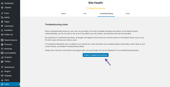 Site health troubleshooting