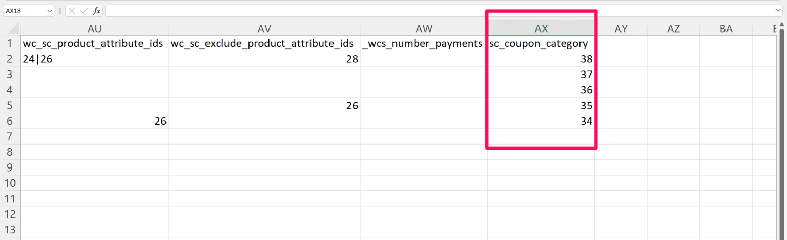 Smart Coupons Category ids in csv file