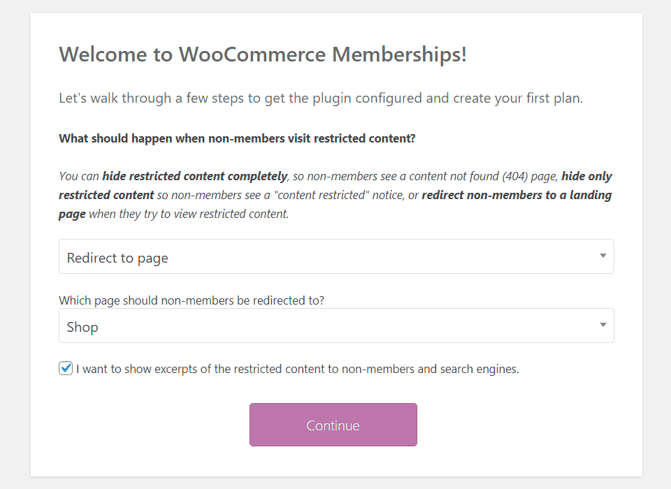 WooCommerce Memberships plugin settings for non-members