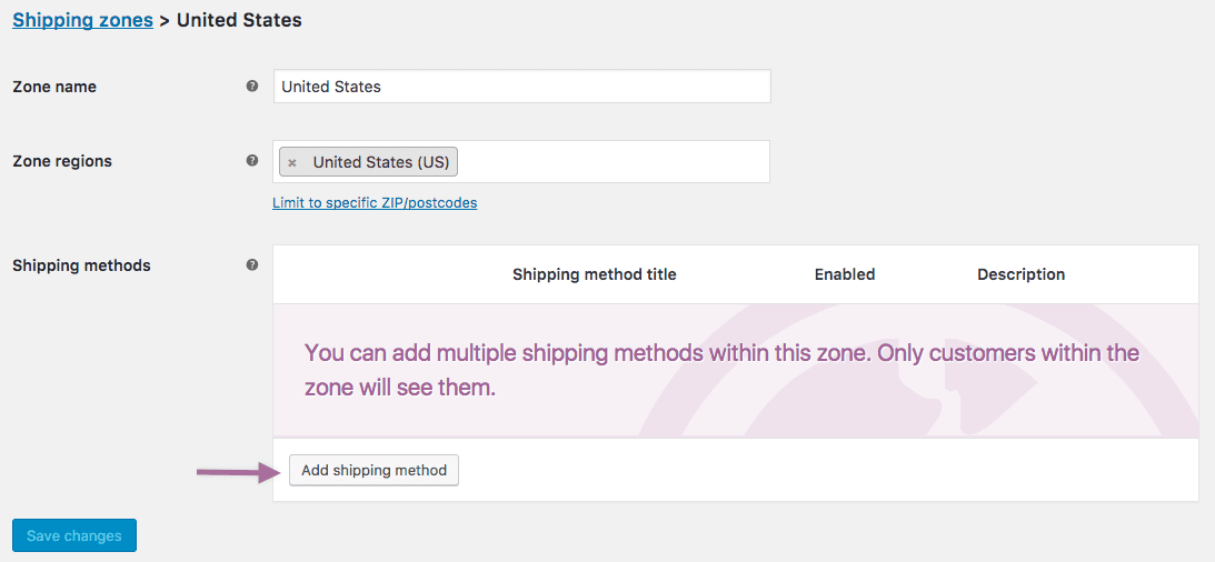add shipping method for zone