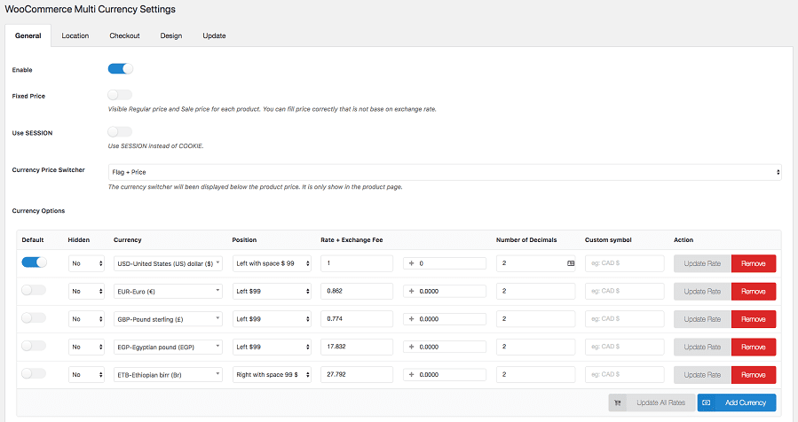 curcy - woocommerce multi currency - currency switcher