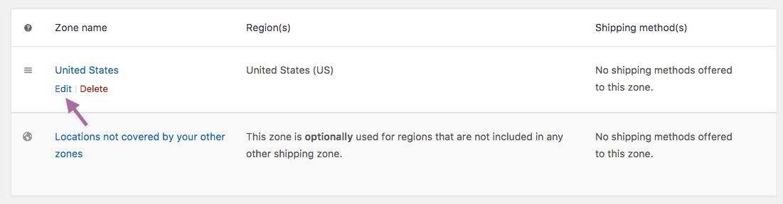 edit shipping zone