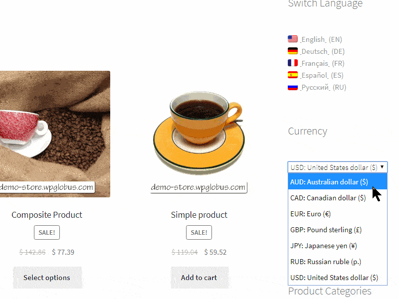 WooCommerce Multi-currency switcher on shop page